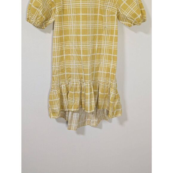 Topshop Printed Mini Poplin Dress In Yellow Check Dress - Size 0 - Picture 4 of 8